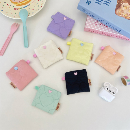 Étui souple matelassé à carreaux Sweet Heart pour écouteurs