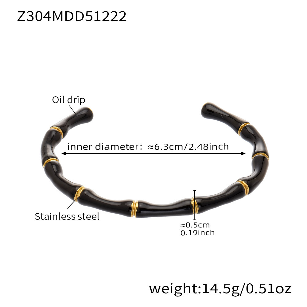 Bracelet Manchette Pour Femme En Acier Inoxydable Doré, Imperméable, Anti-Ternissement, Orné D'Un Motif Œil Du Diable Et D'Un Effet Goutte D'Huile. 