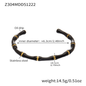 Bracelet Manchette Pour Femme En Acier Inoxydable Doré, Imperméable, Anti-Ternissement, Orné D'Un Motif Œil Du Diable Et D'Un Effet Goutte D'Huile. h5 