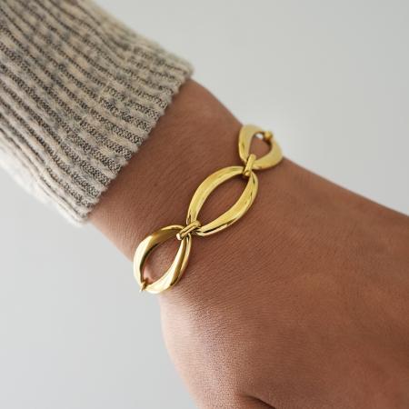 Ensemble de bracelets pour femmes, 1 pièce, forme irrégulière, jointure, acier inoxydable, étanche, anti-ternissement, couleur or