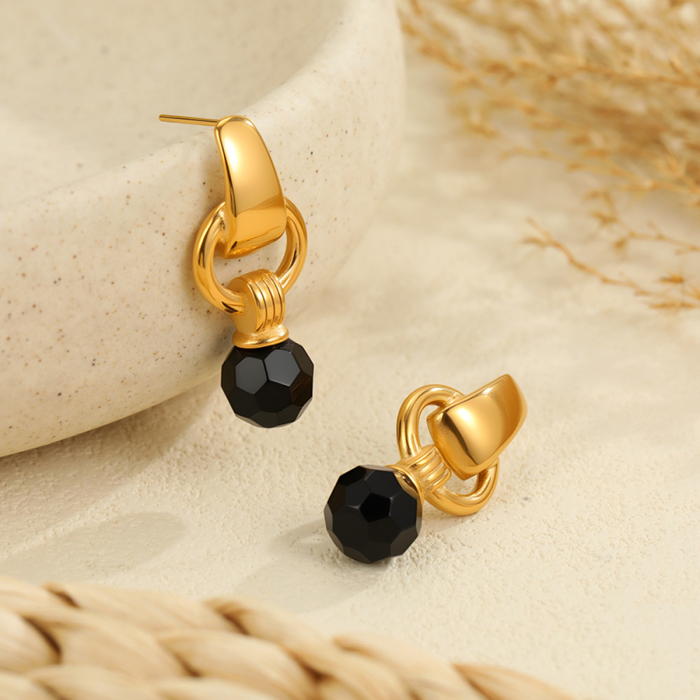 Boucles D'Oreilles Pendantes Pour Femme, De Forme Irrégulière, En Acier Inoxydable Doré, Imperméables Et Anti-Ternissement, Collection Luxious Series h5Image3