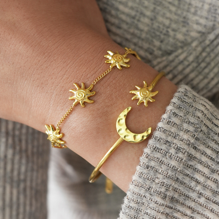 Ensemble de 1 bracelet quotidien pour femme en acier inoxydable, imperméable et anti-ternissement, couleur or 2