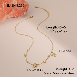 Collier Chaîne Femme En Acier Inoxydable, Motif Floral De Vacances, Étanche Et Anti-Ternissement, Couleur Or h5