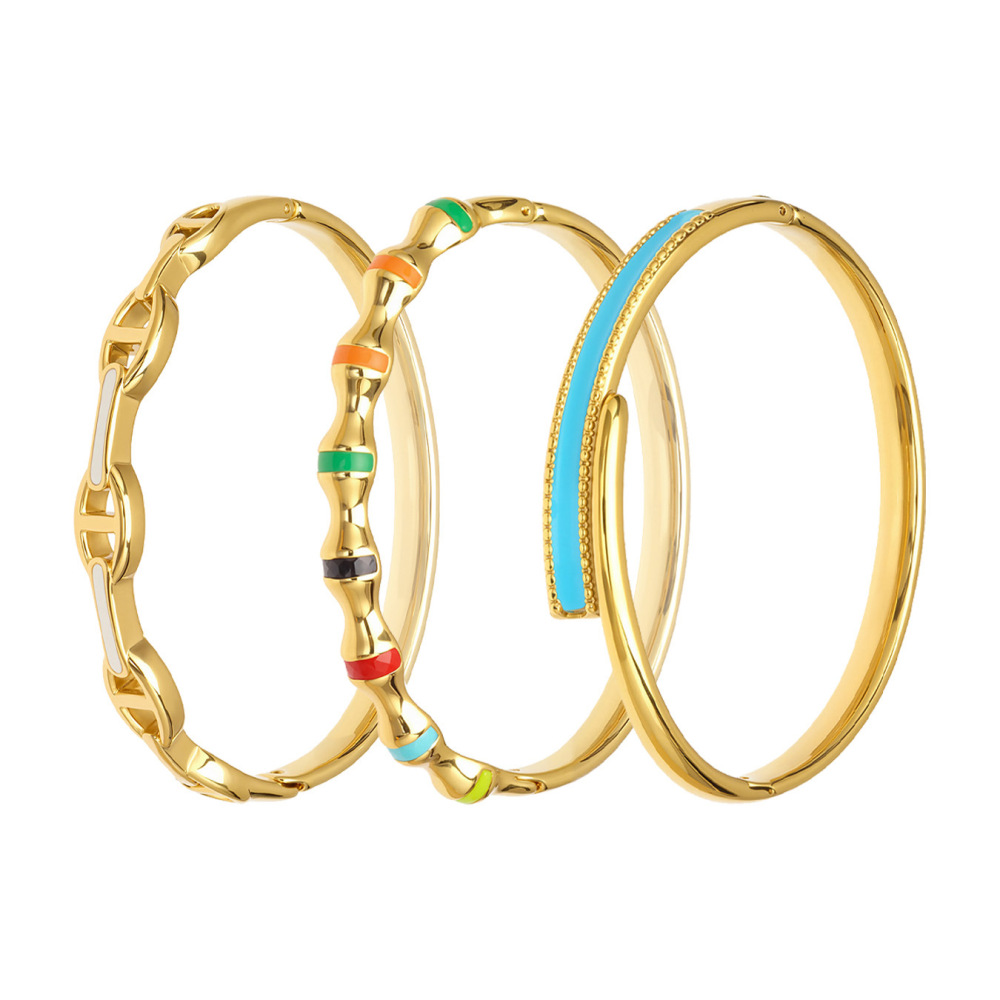 Bracelets Pour Femmes En Acier Inoxydable Doré, Délicats, Imperméables Et Anti-Ternissement Image5