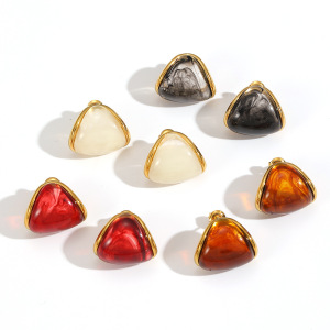 Boucles D'Oreilles Puces Simples En Acrylique Triangulaire Et Acier Inoxydable Étanches Pour Femmes h5 Image3