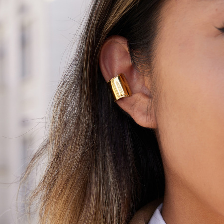 1 paire de manchettes d'oreilles minimalistes pour femmes, en acier inoxydable uni, étanches, couleur or 2