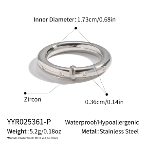 Bague Minimaliste Pour Femme En Acier Inoxydable, Étanche, Couleur Or, Avec Zircon. h5
