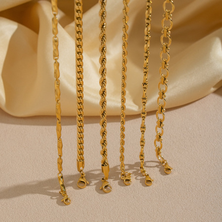 Collier à chaîne en acier inoxydable étanche couleur or (1 pièce) 2
