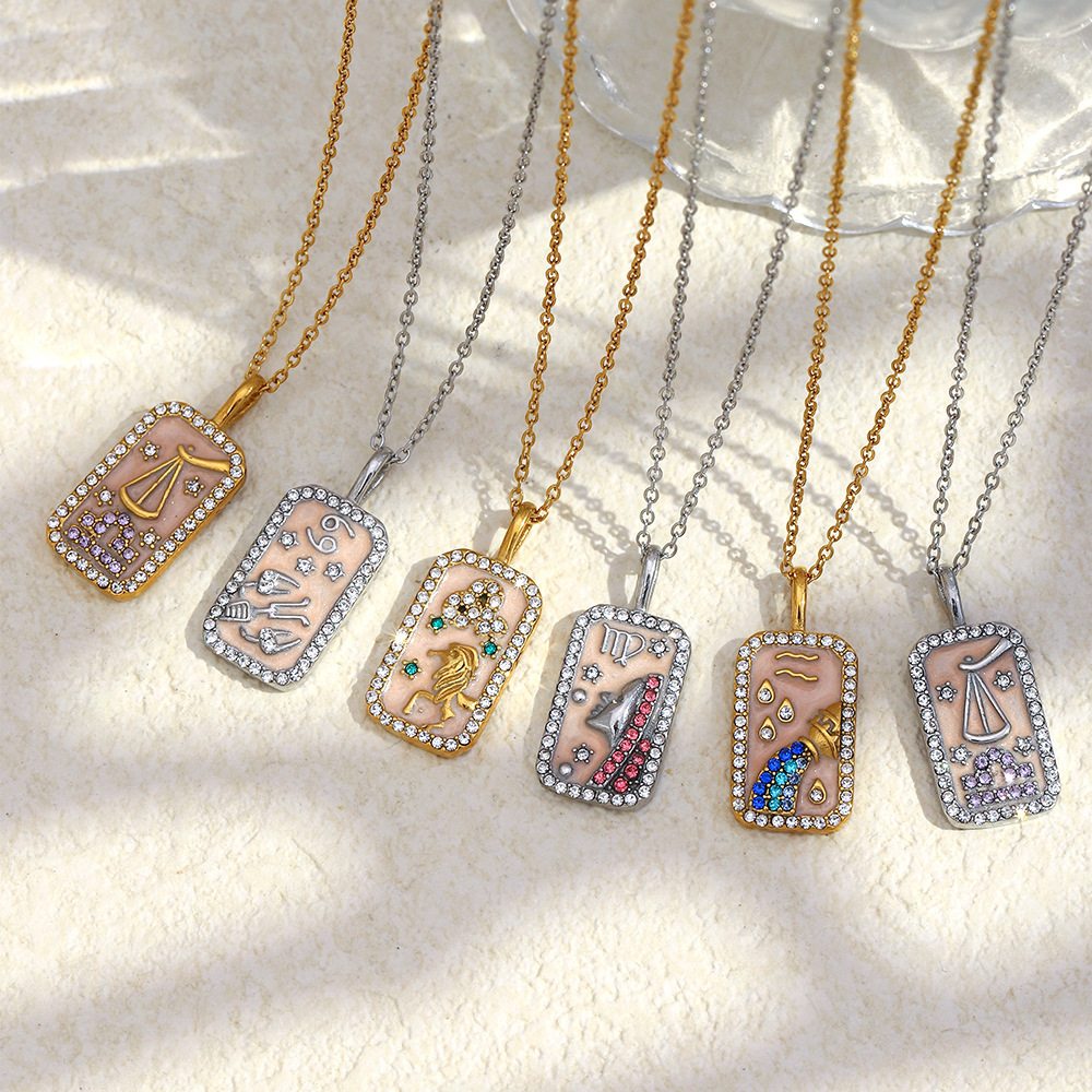 Collier Pendentif Femme En Acier Inoxydable, Étanche Et Résistant À La Décoloration, Avec Constellation Quotidienne (1 Pièce) Image2