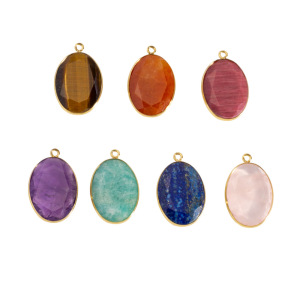 Pendentifs Pour Femmes En Acier Inoxydable Doré, Imperméables Et Anti-Ternissement, Sertis De Pierres Naturelles Ovales À Facettes. h5 Image4