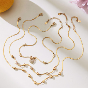 Magnifiques Ensembles De Bijoux Pour Femmes En Acier Inoxydable, Couleur Or, Avec Cœur En Zircon Et Protection Anti-Ternissement. h5 Image5