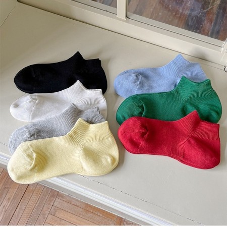 Chaussettes basses basiques en coton uni à rebond élevé