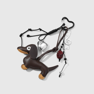 Porte-Clés En Cuir En Forme De Cœur Représentant Un Adorable Teckel h5 Image3