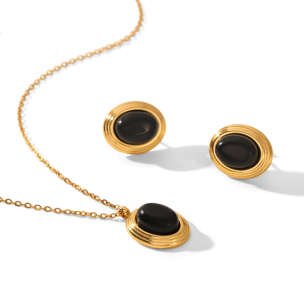 Collier Pendentif Femme En Acier Inoxydable, 1 Pièce, Étanche, Anti-Ternissement Et Pierre Naturelle Image4