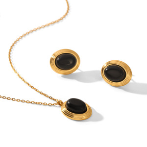 Collier Pendentif Femme En Acier Inoxydable, 1 Pièce, Étanche, Anti-Ternissement Et Pierre Naturelle h5 Image4