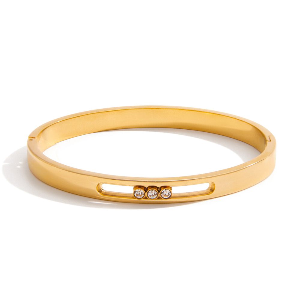 Bracelets Pour Femmes En Acier Titane Poli Ajouré Couleur Or 