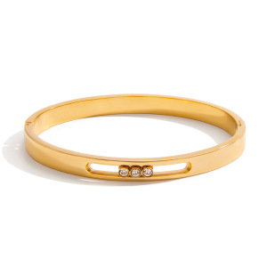 Bracelets Pour Femmes En Acier Titane Poli Ajouré Couleur Or h5 