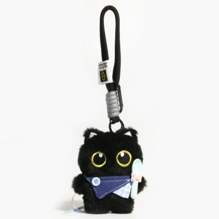 Breloques de sac en tissu pour femme, motif chat noir mignon