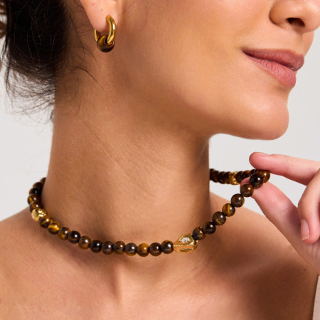Ensemble de bijoux pour femme, 1 pièce, style rétro classique, en acier inoxydable, étanche, couleur or, avec zircon.