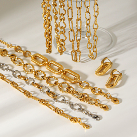 Colliers à maillons pour femmes, collection Simple Series Daily Chain, en acier inoxydable étanche, couleur or