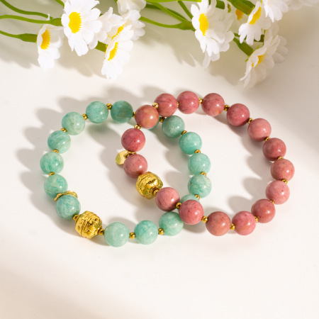 Bracelets de perles pour femmes, ornés de magnifiques pierres naturelles couleur or 2