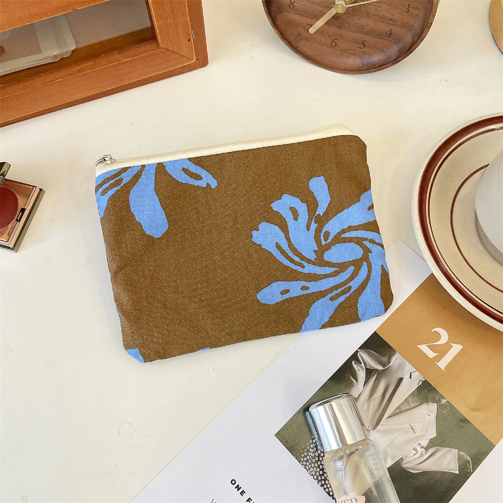 Trousse De Maquillage Rétro En Tissu À Fleurs Pour Femme