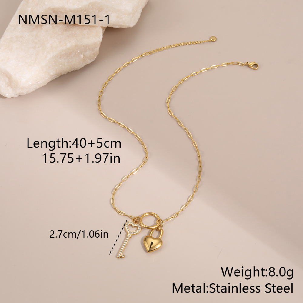 Collier À Chaîne Pour Femme, 1 Pièce, Luxueux, Style Rétro, Avec Fermoir À Clé, En Acier Inoxydable, Étanche, Anti-Ternissement, Couleur Or.