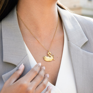 Collier Pendentif Cygne En Acier Inoxydable, Couleur Or, Imperméable Et Anti-Ternissement, Aux Détails Raffinés h5 Image5
