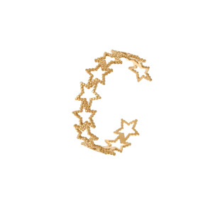 Bracelets Manchettes Luxueux Pour Femmes, En Acier Inoxydable Ajouré En Forme D'Étoile, Étanches Et Anti-Ternissement, Couleur Or. h5 Image5