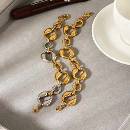 Bracelet chaîne en acier inoxydable étanche couleur or, forme irrégulière 2