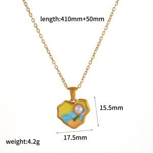 Colliers Pendentifs Pour Femmes En Acier Inoxydable, Couleur Or, Avec Pendentif Cœur Et Fleur Onirique h5 Image4