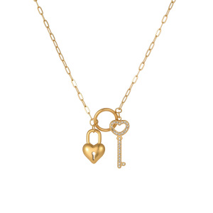 Collier À Chaîne Pour Femme, 1 Pièce, Luxueux, Style Rétro, Avec Fermoir À Clé, En Acier Inoxydable, Étanche, Anti-Ternissement, Couleur Or. h5 Image5