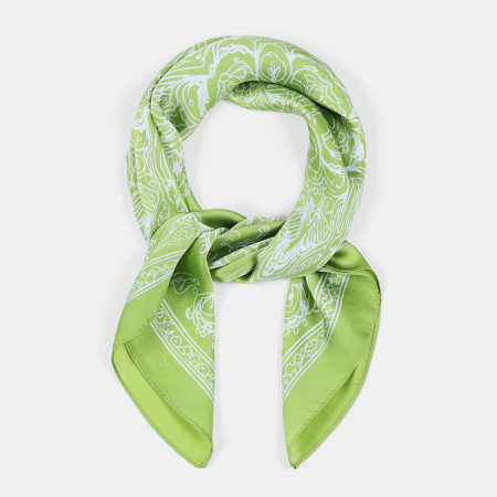 Écharpes d'été pour femmes, motif plante vert frais et simple, imitation soie à feuilles vertes 2