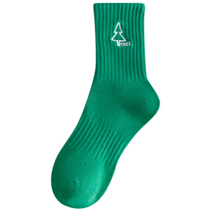 Chaussettes Mi-Mollet En Coton À Motif Brodé Simple Et Rebondissant, Avec Lettres De Rue h5 Image4