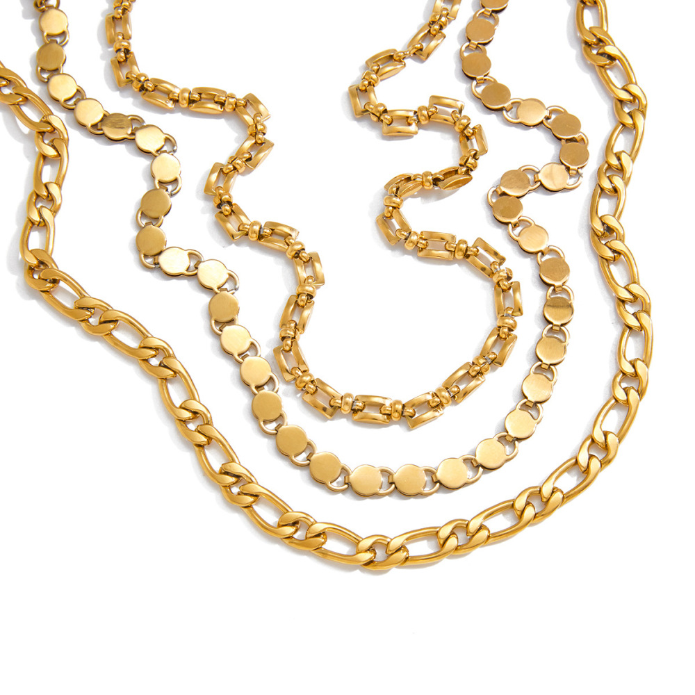 Colliers À Maillons Minimalistes Pour Femmes, En Acier Inoxydable, Imperméables Et Anti-Ternissement, Couleur Or Image6
