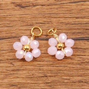 Pendentifs Pour Femmes En Acier Inoxydable Étanche, Ornés De Délicates Fleurs En Cristal Naturel h5 Image5