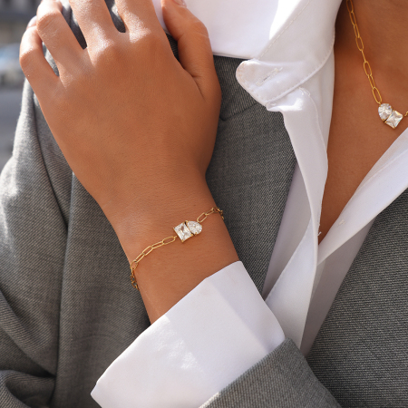 Ensembles de bracelets pour femmes en acier inoxydable, couleur or, de forme irrégulière et de forme simple, à porter au quotidien 2