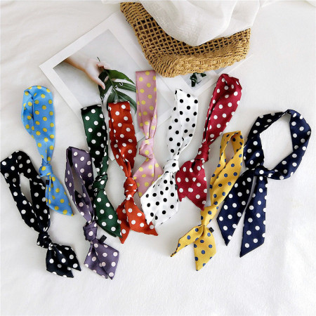 Bandana tendance à pois colorés en polyester pour femme 2