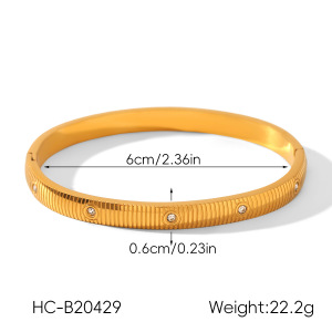 Bracelet En Acier Inoxydable Massif, Étanche, Couleur Or Et Zircon. h5 Image2