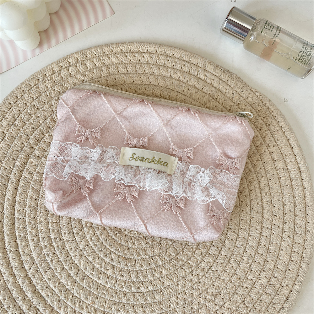 Trousse De Maquillage Pour Femme Avec Nœud Papillon Fleuri, Collection Romantique 