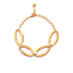 Ensemble De Bracelets Pour Femmes, 1 Pièce, Forme Irrégulière, Jointure, Acier Inoxydable, Étanche, Anti-Ternissement, Couleur Or h5 