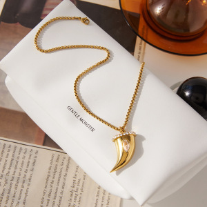 Colliers Pendentifs Pour Femmes En Acier Inoxydable, Forme Pimentée, Étanches, Couleur Or, Zircon h5 Image6