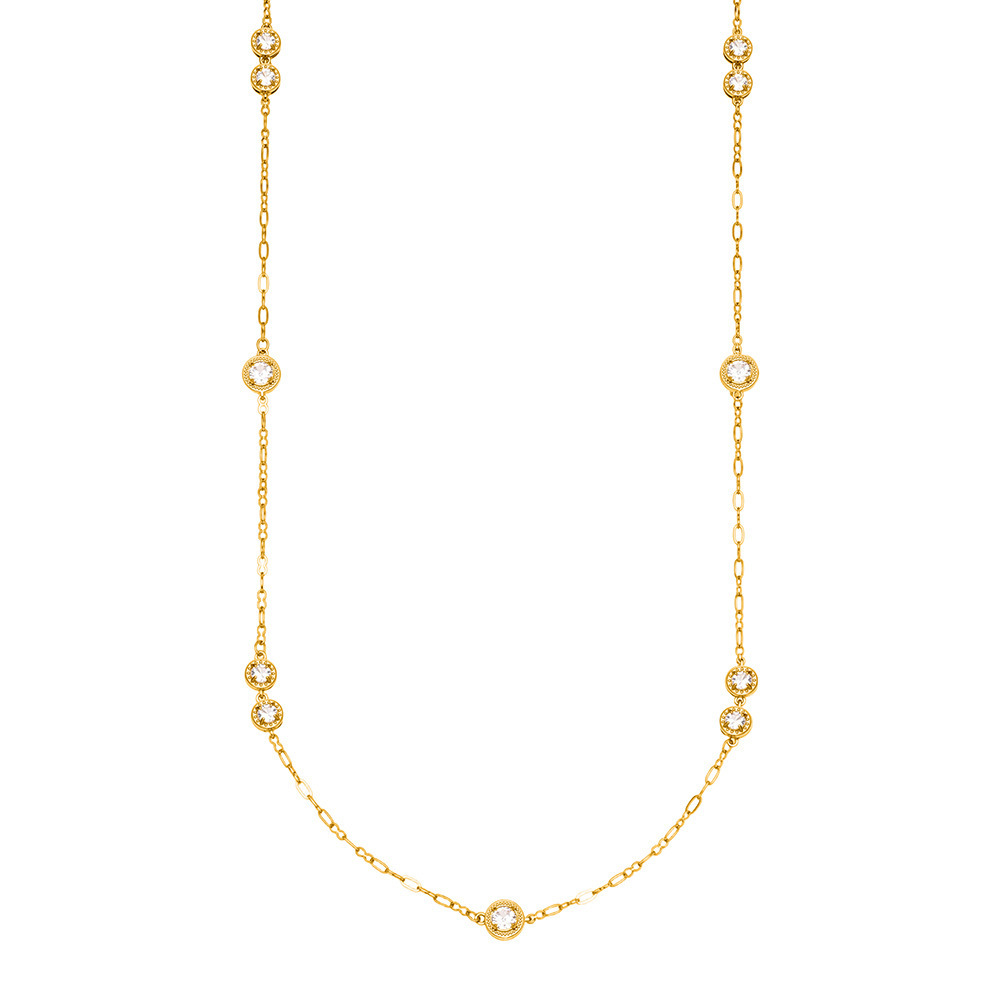 Colliers Longs Minimalistes Pour Femmes, En Acier Titane, Zircon, Imperméables Et Anti-Ternissement, Couleur Or 