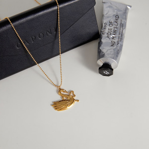 Collier Pendentif Cygne En Acier Inoxydable, Couleur Or, Imperméable Et Anti-Ternissement, Aux Détails Raffinés h5 Image3