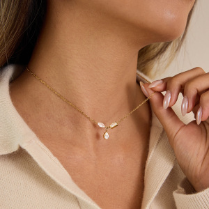 Colliers Pendentifs Pour Femmes En Acier Inoxydable, Étanches, Couleur Or Et Zircon, En Forme De Goutte h5 Image4