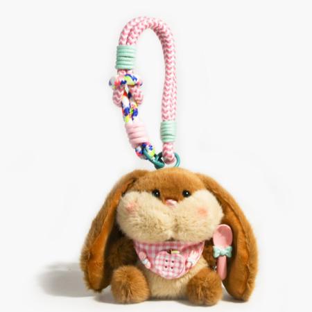 Breloques de sac en tissu à motif lapin aux oreilles tombantes