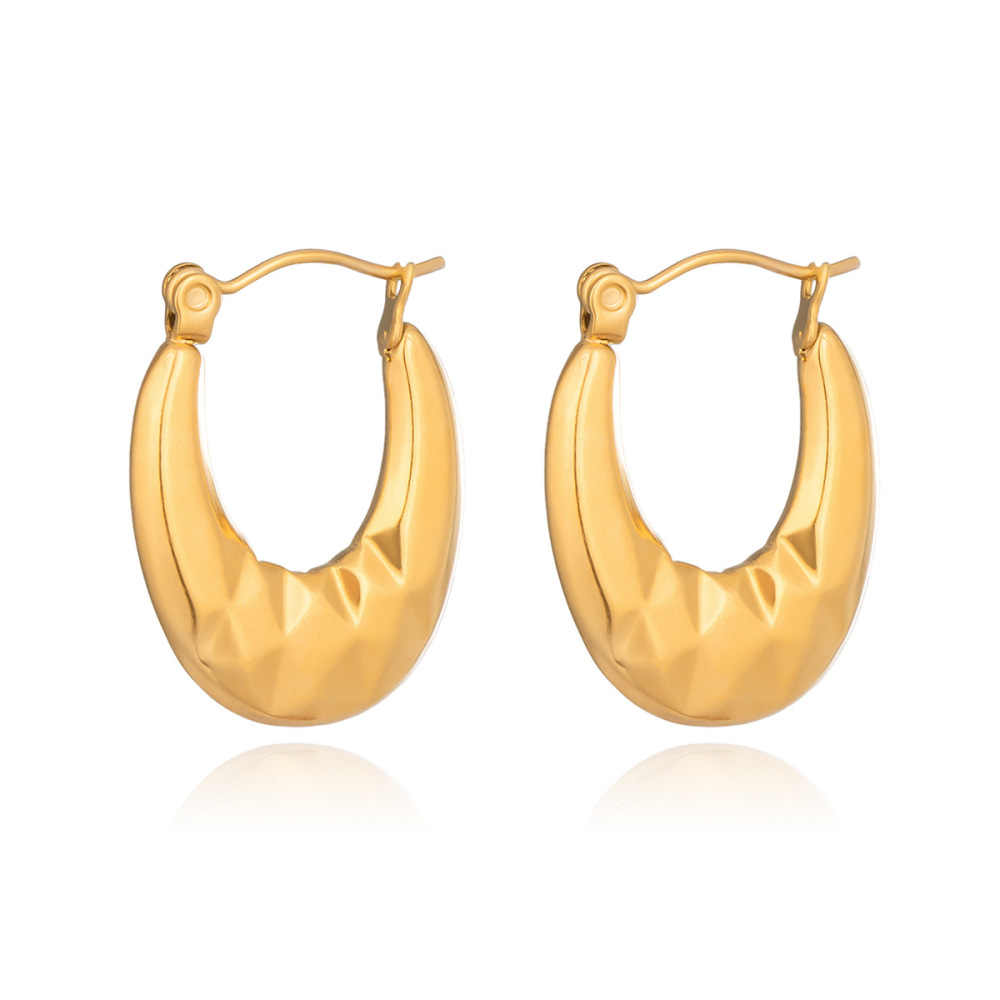 1 Paire De Boucles D'Oreilles Créoles En Acier Inoxydable Étanche Couleur Or Image5