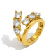 Bague en or avec zircon cubique double couche/numéro 6 