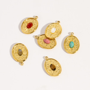 Pendentifs Pour Femmes En Acier Inoxydable Doré, Imperméables Et Anti-Ternissement, Motif Cercle Soleil Vintage h5 Image3