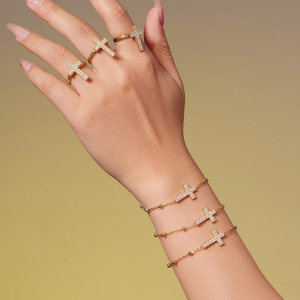Ensemble De Bijoux Pour Femmes En Acier Inoxydable Avec Chaîne Croix Brillante, Imperméable Et Anti-Ternissement, Couleur Or, Zircon. h5 Image3